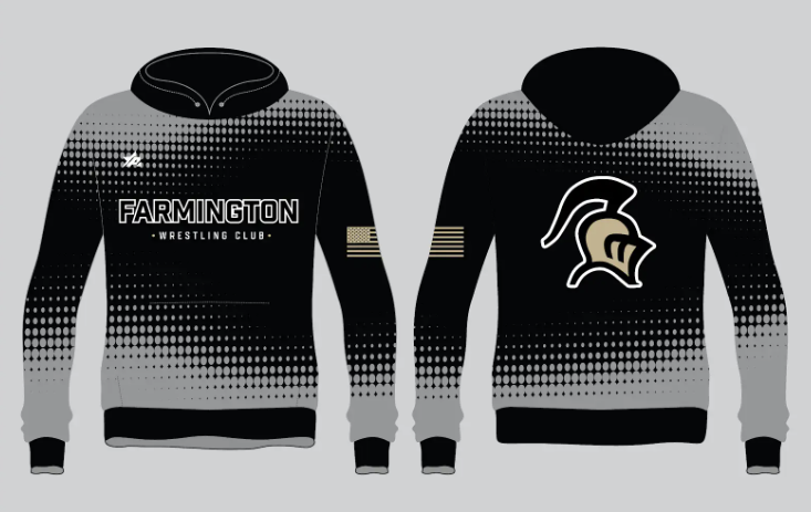 Farmington Wrestling Club hoodie, front and back