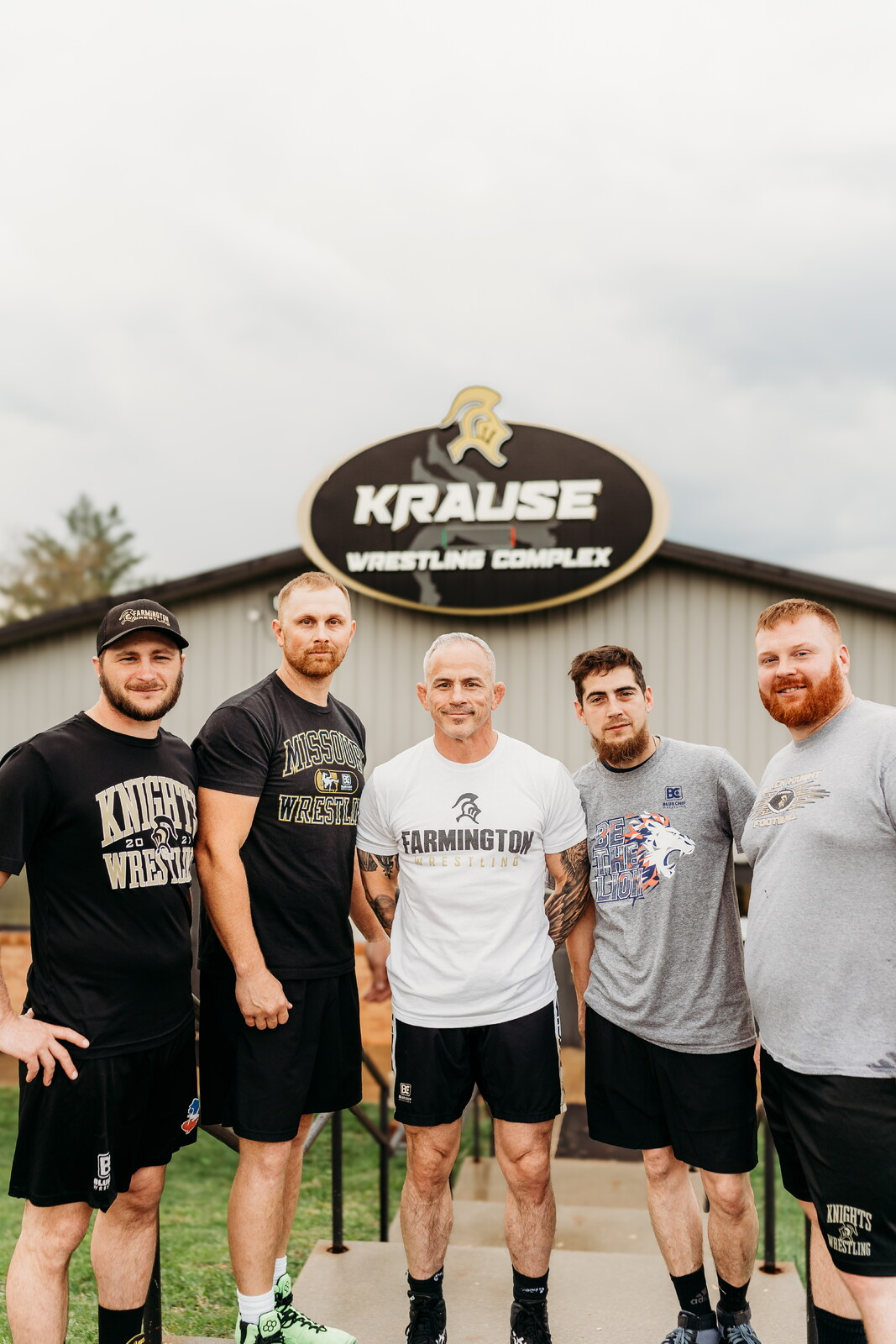 Coaching staff outside the Krause Wrestling Complex